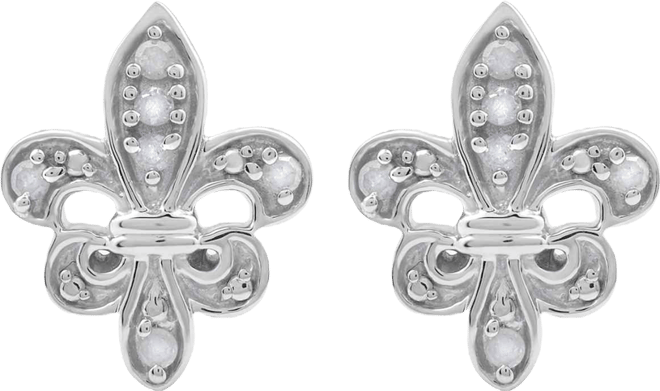 Diamond Fleurdelis Earrings (1/10 ct. t.w.) in Sterling Silver