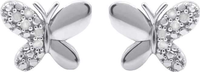 Diamond Butterfly Earrings (1/10 ct. t.w.) in Sterling Silver (also in 14K Gold-Plated Sterling Silver)