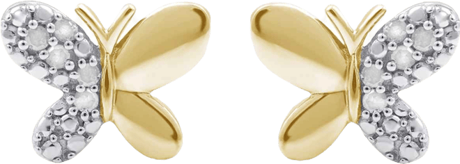 Diamond Butterfly Earrings (1/10 ct. t.w.) in Sterling Silver (also in 14K Gold-Plated Sterling Silver)
