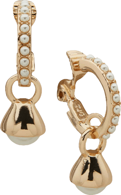 Glass Acrylic Imitation Pearl Huggie Earrings