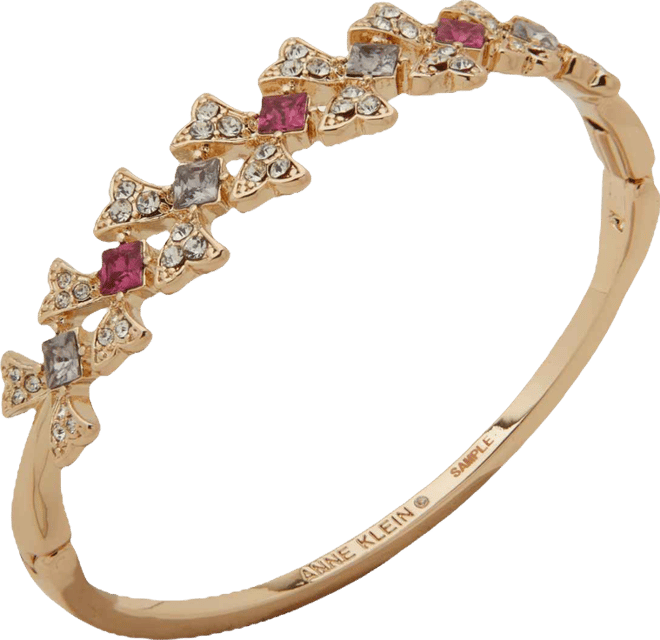 Glass and Plastic Stone Fluted Hinge Bracelet