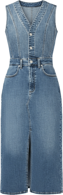 Women's Denim Vest Midi Dress