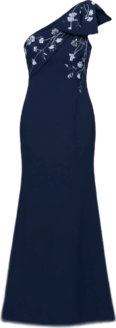 Women's Long One-Shoulder Bow Embroidered Dress