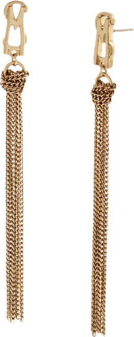 Gold Signature Logo Fringe Earrings