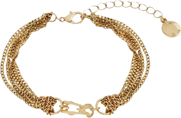 Gold Signature Logo Layered Chain Bracelet