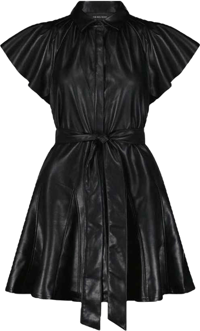 Women's Devin Leather Ruffle Dress