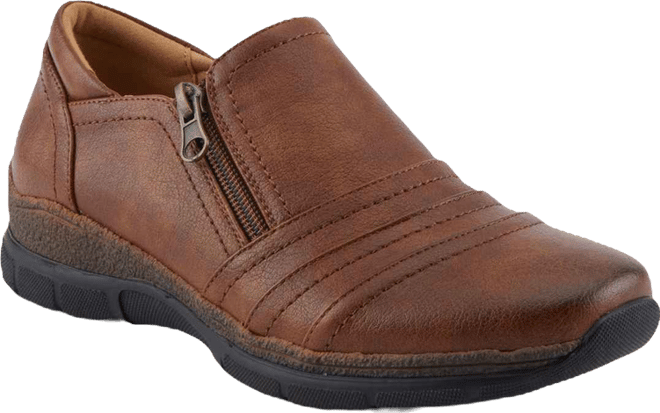 Women's Rigny Slip-On Wedge Shoes with Tonal Stitching and Zipper Detail