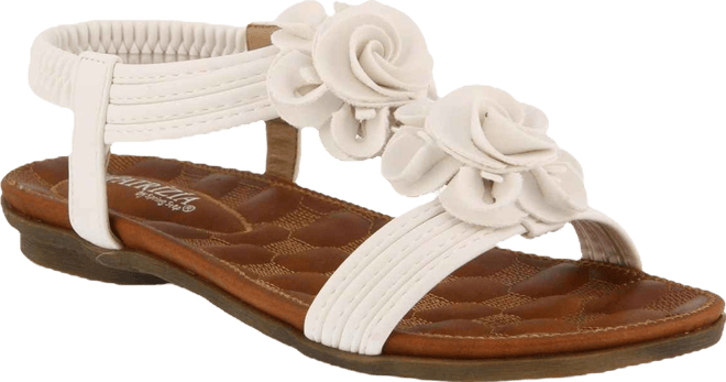 Women's Nectarine Floral T-Strap Sandal with Elastic Back and Quilted Footbed