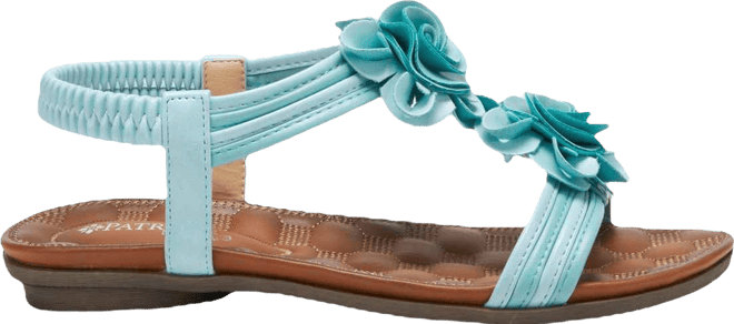 Women's Nectarine Floral T-Strap Sandal with Elastic Back and Quilted Footbed