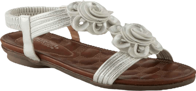 Women's Nectarine Floral T-Strap Sandal with Elastic Back and Quilted Footbed