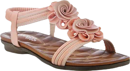 Women's Nectarine Floral T-Strap Sandal with Elastic Back and Quilted Footbed