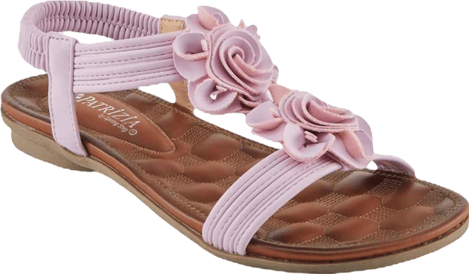 Women's Nectarine Floral T-Strap Sandal with Elastic Back and Quilted Footbed