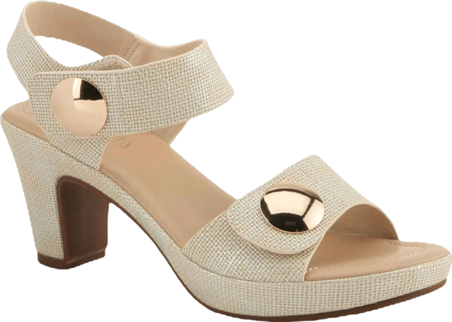 Women's Dade-woven Textured Platform Sandals with Metallic Button Detail