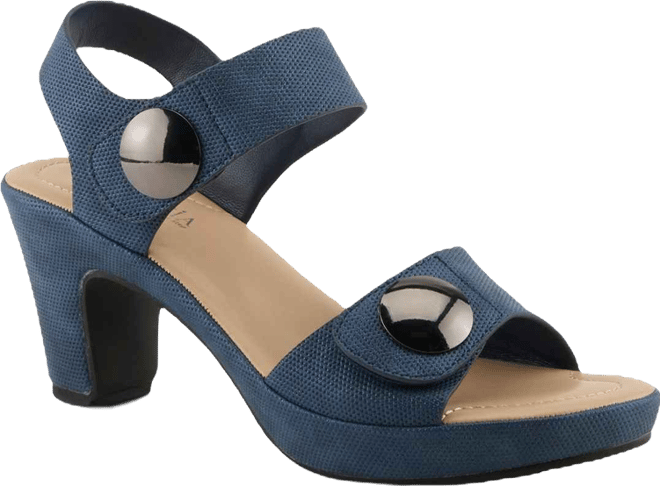 Women's Dade-woven Textured Platform Sandals with Metallic Button Detail