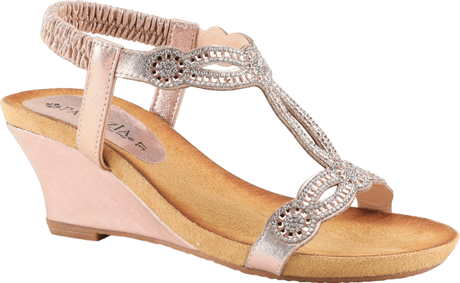 Women's Shining Slip-On Wedge Sandals with Crystal Cut-Out Design