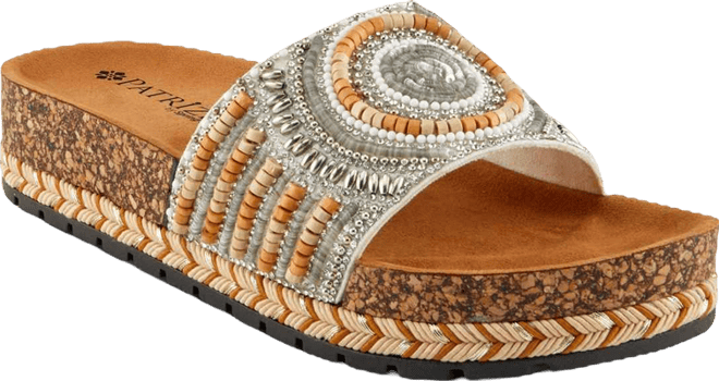 Women's Swirla Multicolor Beaded Slide Cork Wedge Sandals