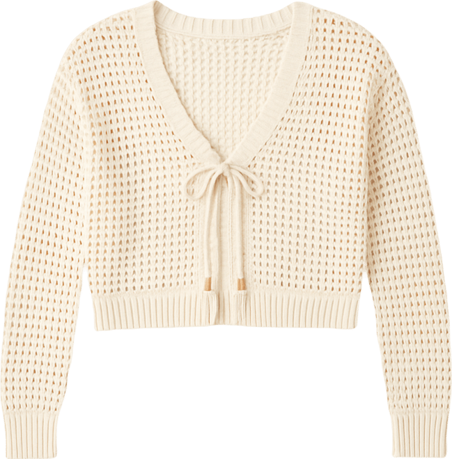 Juniors' Ivy Cotton Crochet Cropped Cardigan