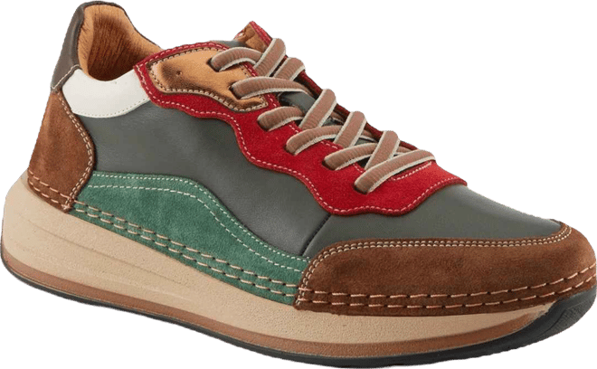 Women's  Booker Retro Leather Sneakers with Removable Insoles and Bold Suede Accents