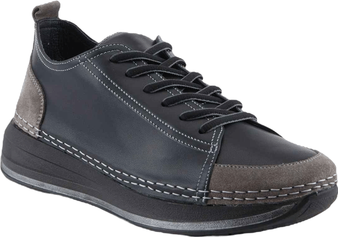 Angolan Leather and Suede Sport-Inspired Shoe with Removable Insole and Elevated Sole