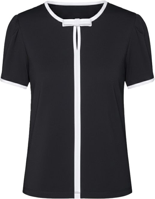 Women's Short-Sleeve Contrast Piping Top