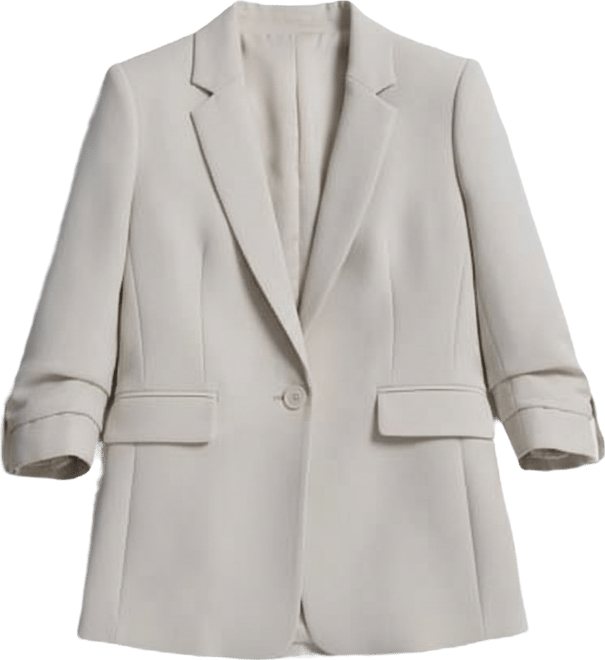 Women's Notch Collar Ruched Sleeve Jacket