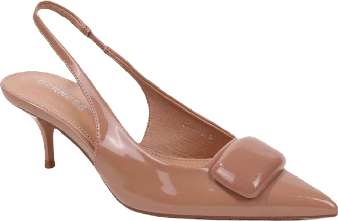 Women's Jennifer Patent Slingback Kitten Heels with Geometric Embellishment