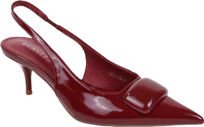 Women's Jennifer Patent Slingback Kitten Heels with Geometric Embellishment