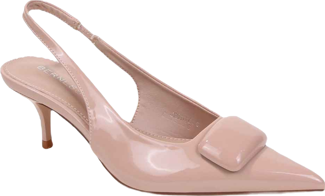 Women's Jennifer Patent Slingback Kitten Heels with Geometric Embellishment