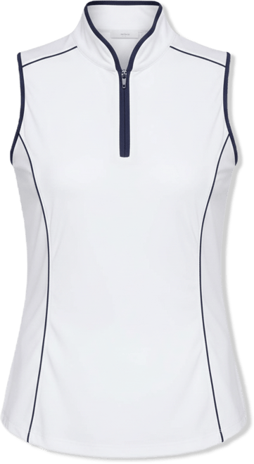 Women's Sleeveless Piping Mock Neck Top