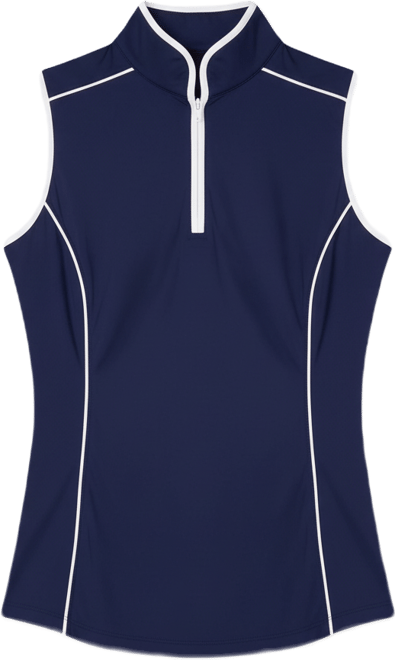 Women's Sleeveless Piping Mock Neck Top