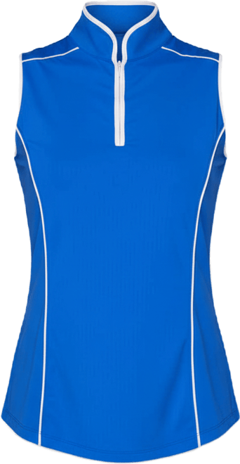 Women's Sleeveless Piping Mock Neck Top