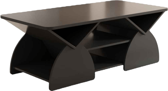 Streamdale Engineered Wood Rounded Corner Rectangular Coffee Table with Open Shelves