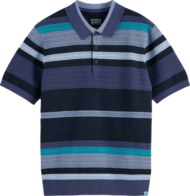 Men's Knitted Striped Regular-Fit Polo Shirt