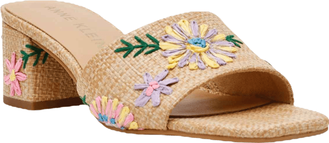 Women's Dolls Embroidered Raffia Block Heel Sandals