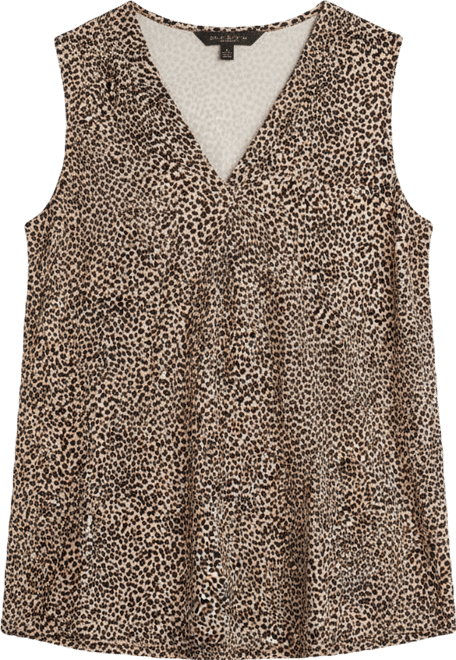 Women's Sleeveless V-Neck Pleat Front Top