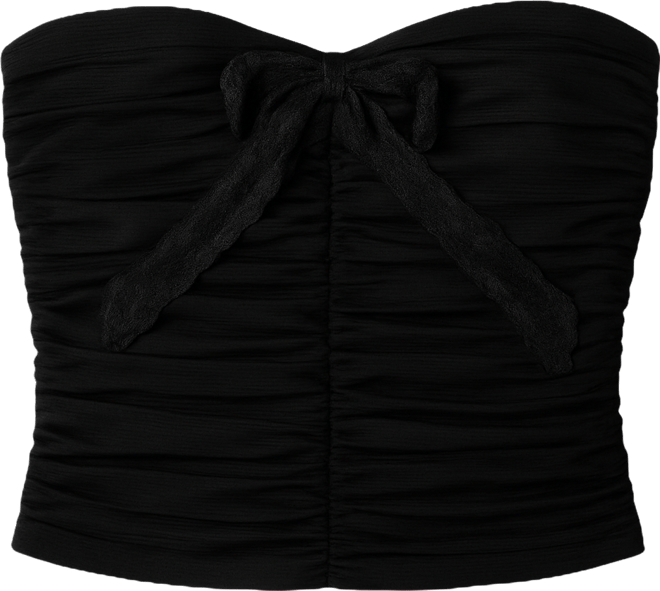 Women's Tulle Ruched Strapless Tube Top