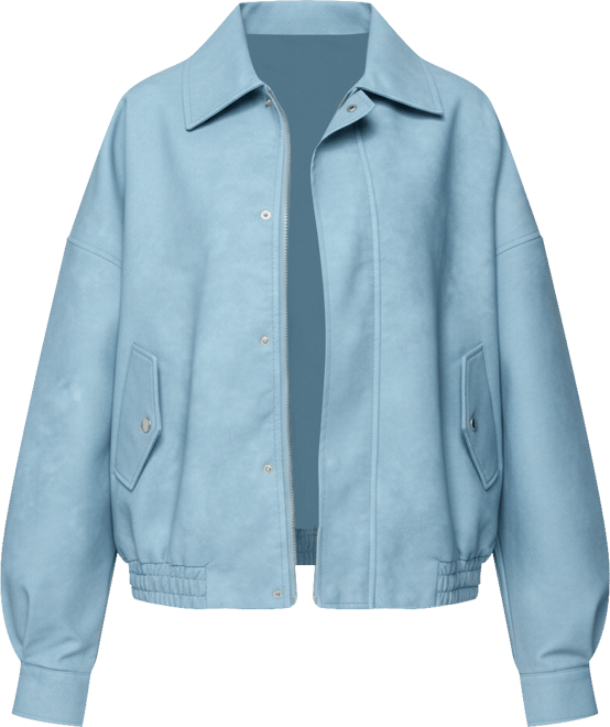 Womens Oversized Washed Faux Leather Jacket