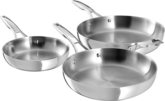 Premier Stainless Steel 3-Piece Fry Pan Set