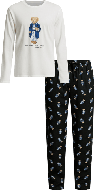 Men's Knit Long-Sleeve Crewneck T-Shirt and Pajama Pants, 2-Piece Set