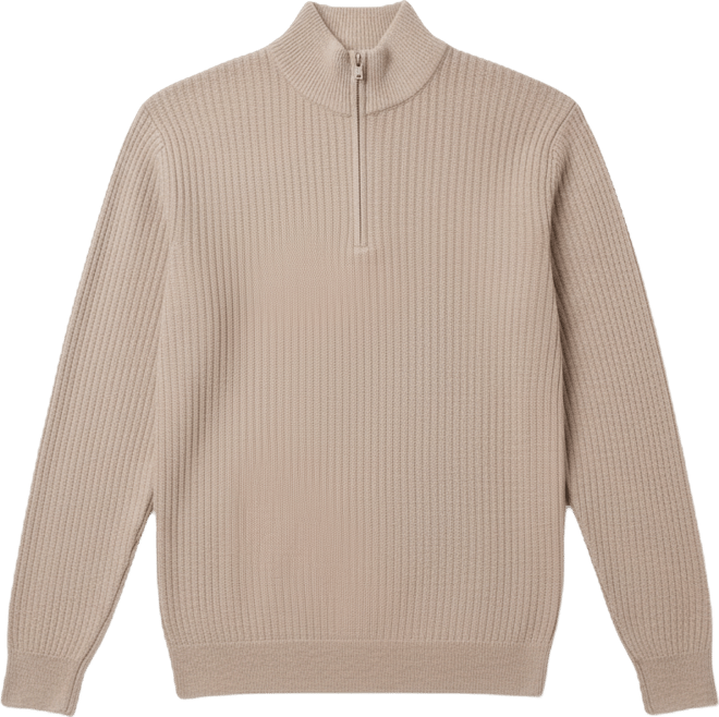 Men's Zip Neck Ribbed Sweater
