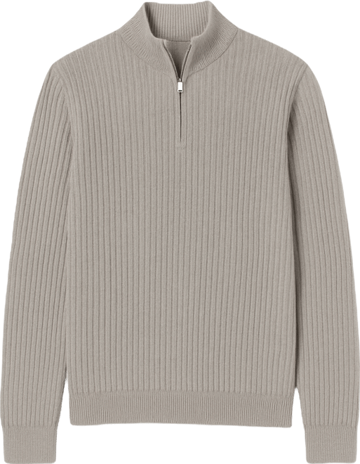 Men's Zip Neck Ribbed Sweater