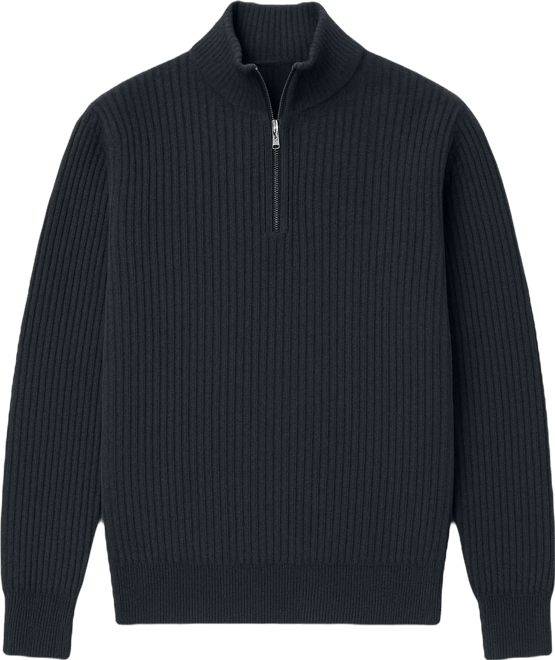 Men's Zip Neck Ribbed Sweater