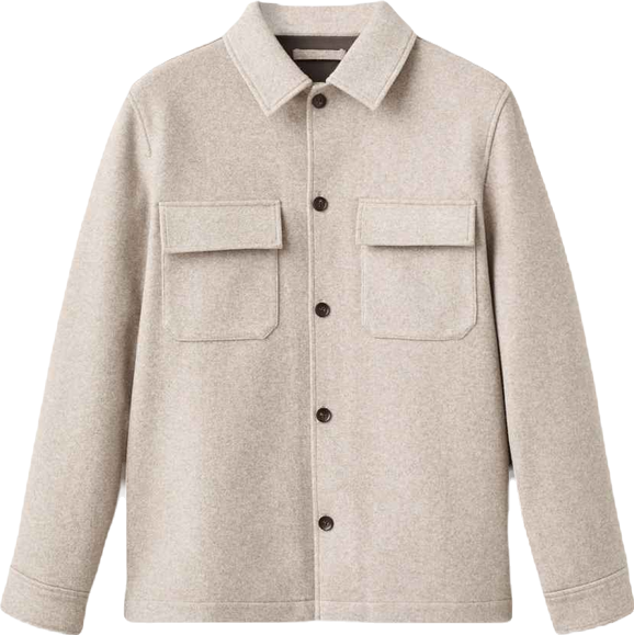 Men's Lapel Pockets Wool Effect Jacket