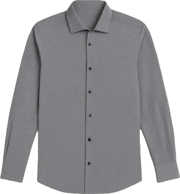 Men's Long-Sleeve Slim-Fit Micro Geometric Print Shirt