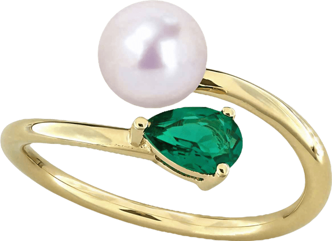 Cultured Freshwater Pearl & Garnet Ring (1/2 ct. t.w.) in 18k Gold-Plated Sterling Silver