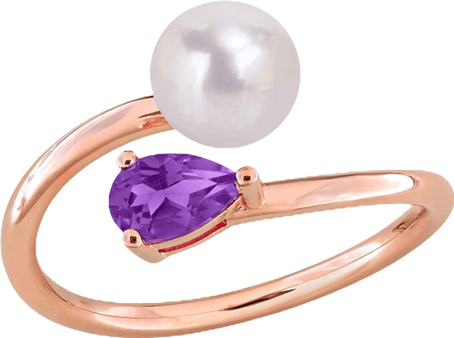Cultured Freshwater Pearl & Garnet Ring (1/2 ct. t.w.) in 18k Gold-Plated Sterling Silver