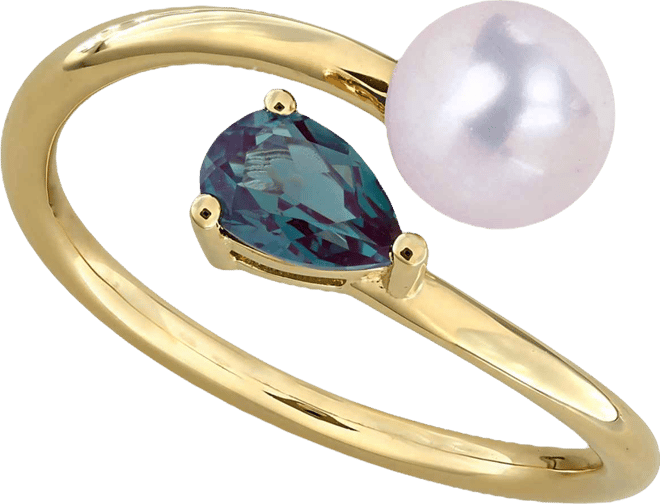Cultured Freshwater Pearl & Garnet Ring (1/2 ct. t.w.) in 18k Gold-Plated Sterling Silver