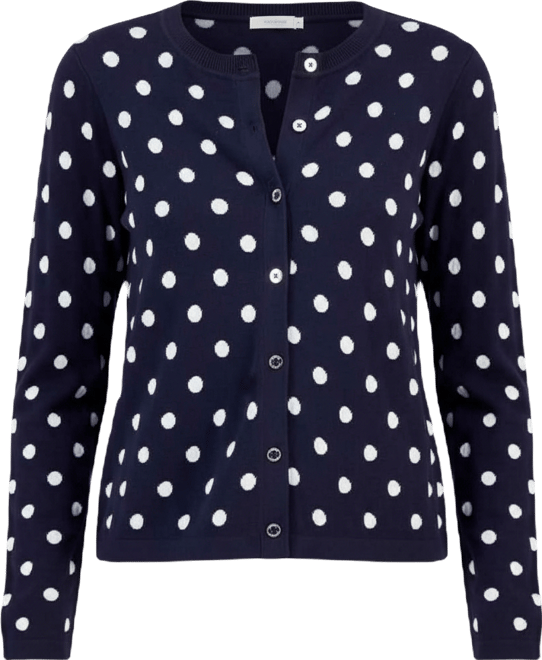 Women's Dot-Print Button-Front Cotton Cardigan