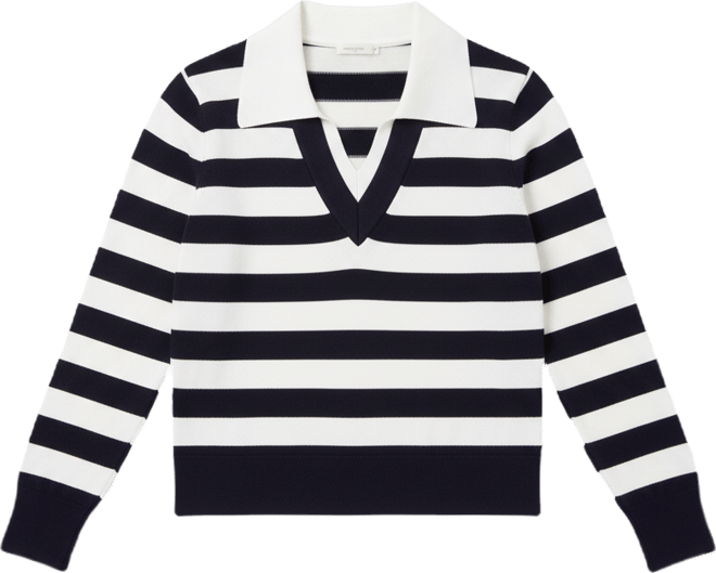 Nautica Women's Contrast-Collar Stripe Sweater
