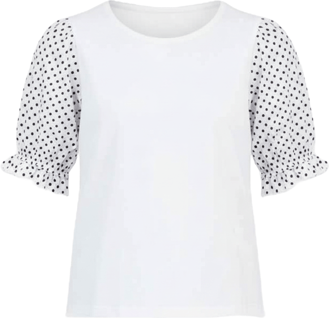 Nautica Women's Round-Neck Contrast-Puff-Sleeve Top